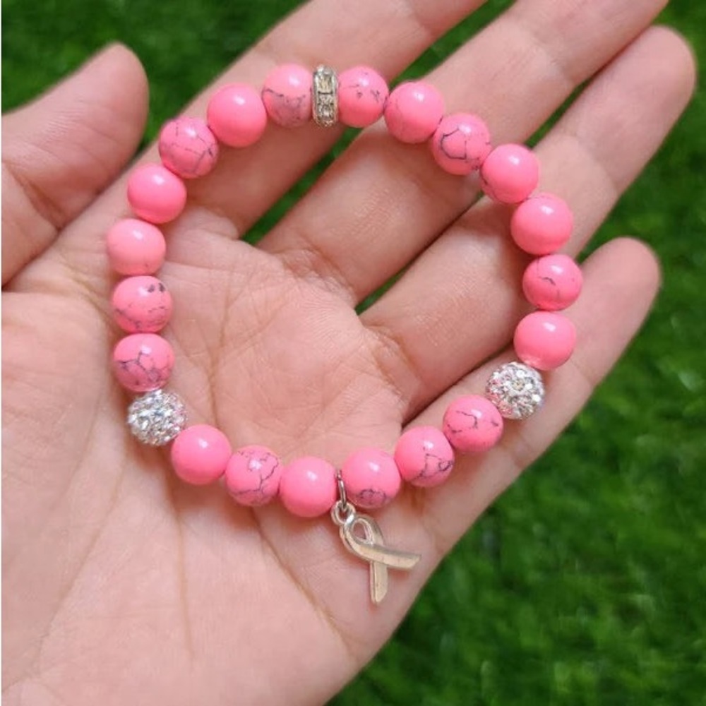 Hope Pink Ribbon BCA Stone Bracelet